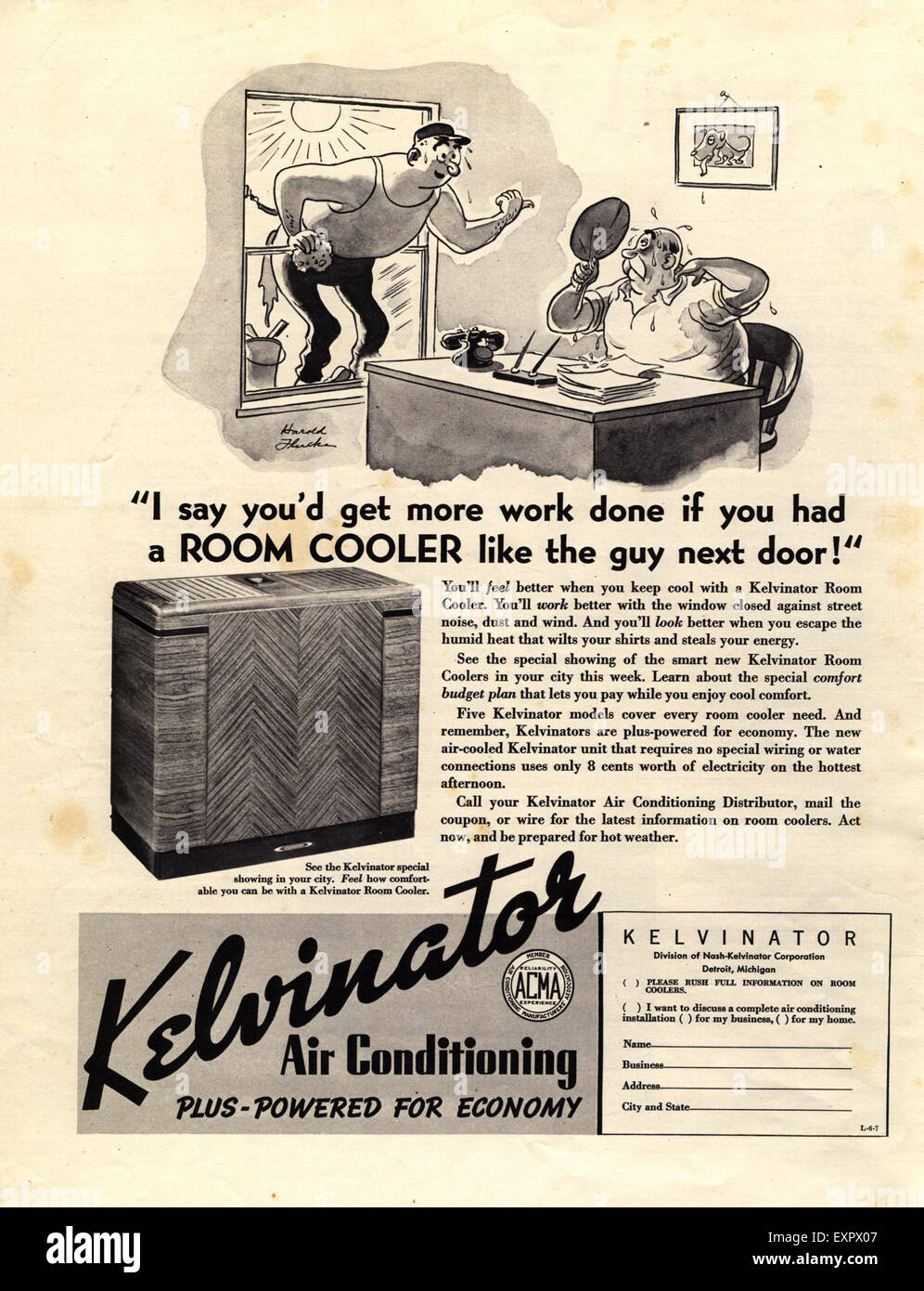 1950s USA Kelvinator Air Conditioning Magazine Advert Stock Photo Alamy