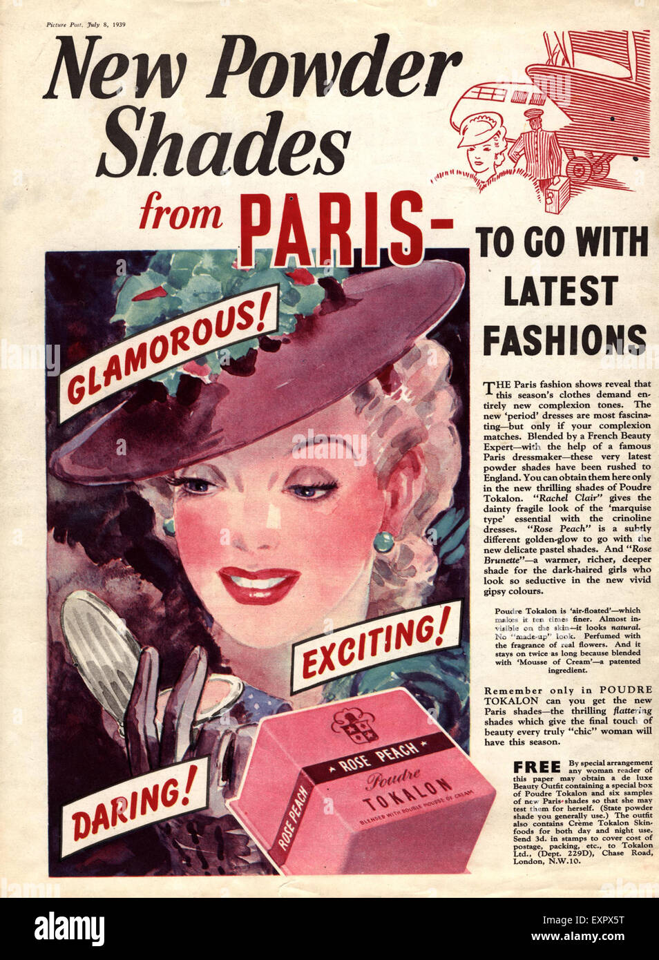 Base Powder Advert 1930s UK Tokalon Face Powder Paris Shades Magazine Advert Stock Photo ...