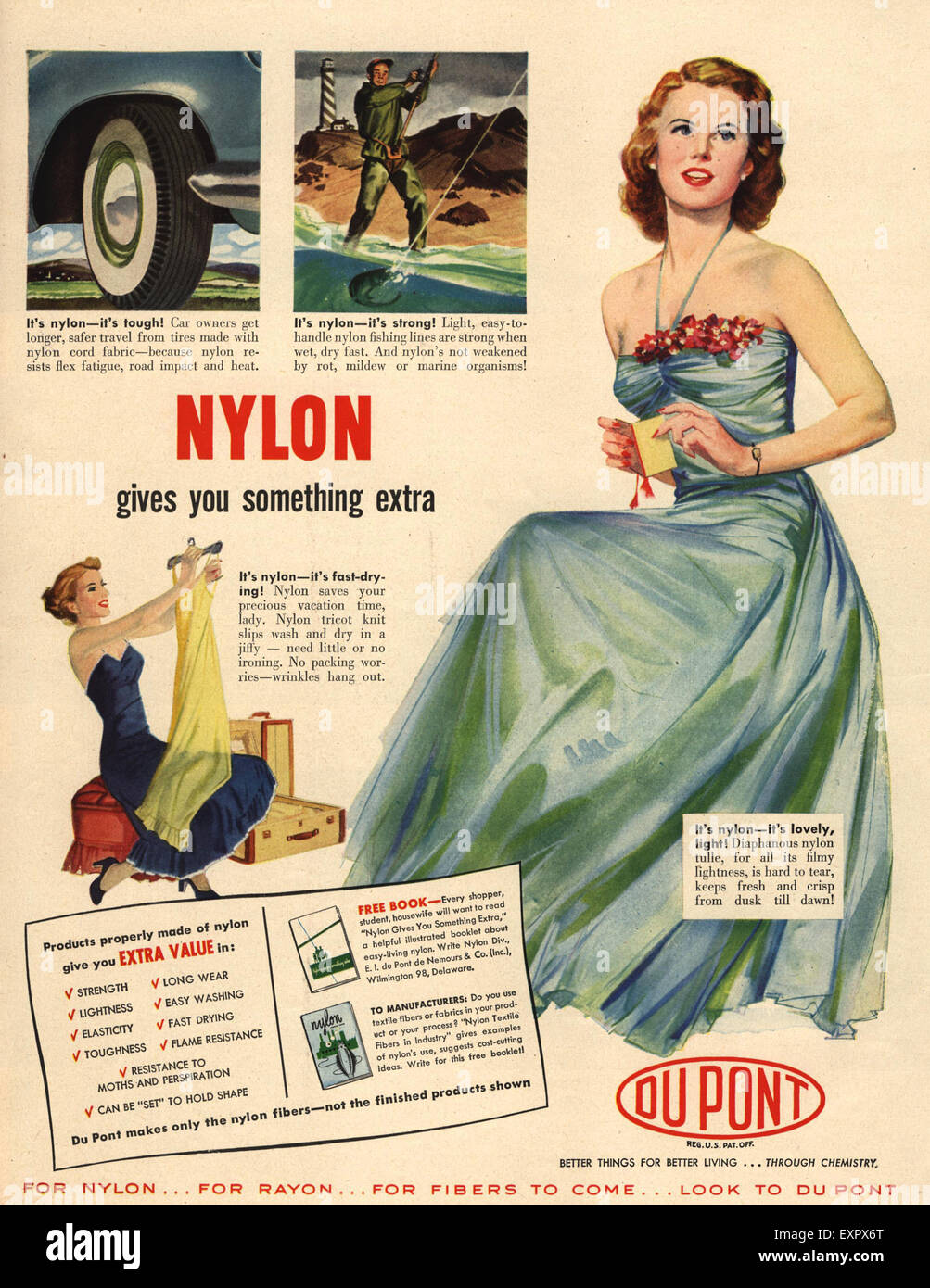 1940s USA Nylon by DuPont Magazine Advert Stock Photo - Alamy
