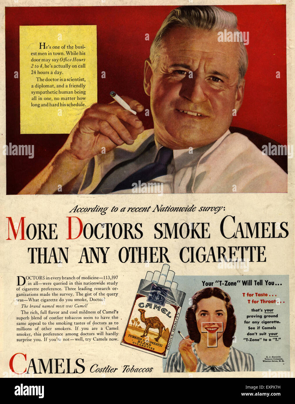 1940 camel cigarettes 1940s USA Camels Magazine Advert Stock Photo
