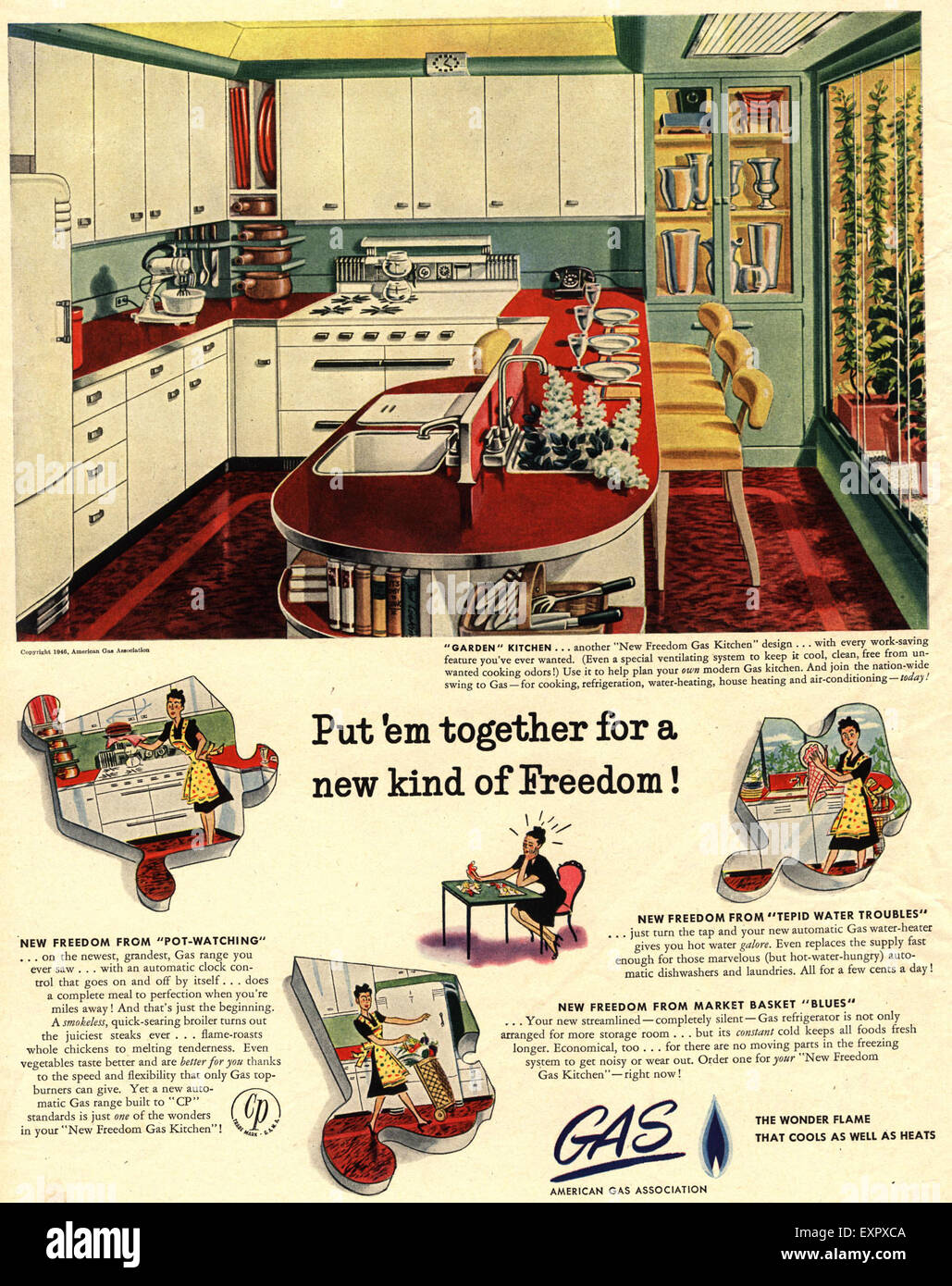 1940s USA Fitted Kitchens Magazine Advert Stock Photo