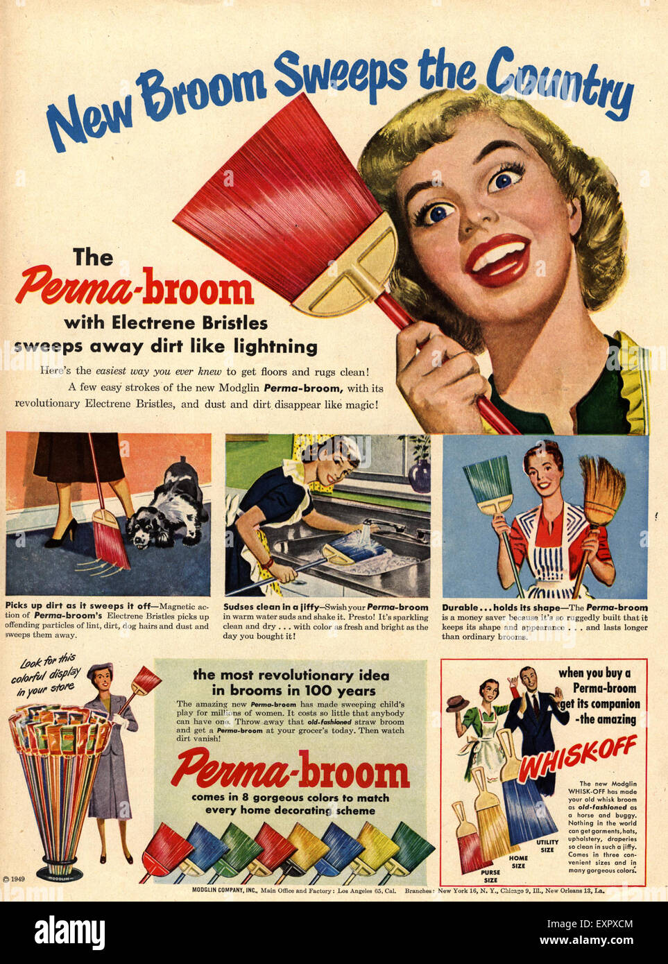 1940s USA Perma-Broom Magazine Advert Stock Photo