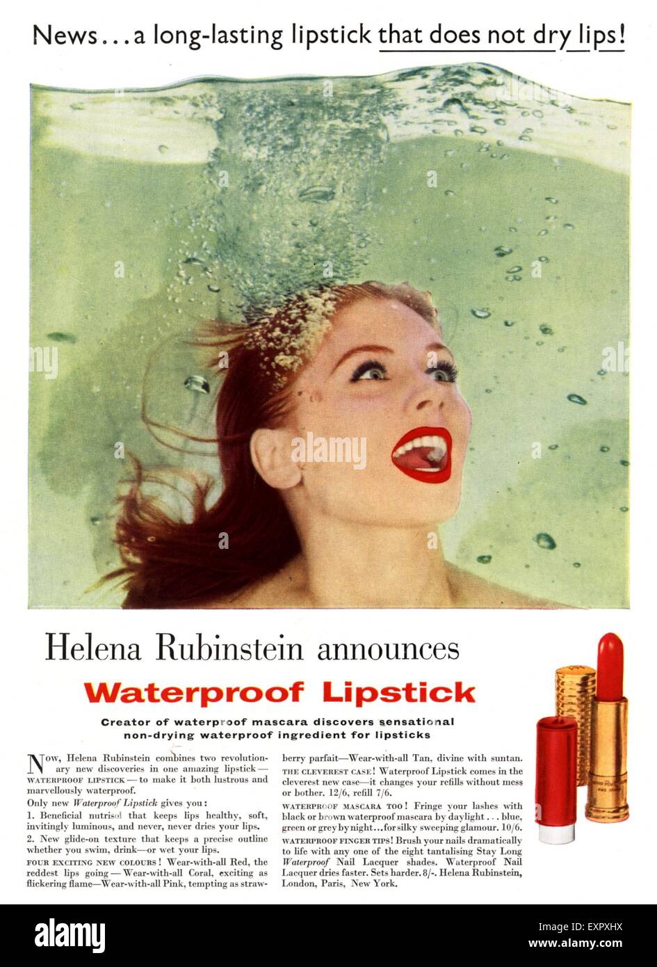 1950s UK Helena Rubinstein Magazine Advert Stock Photo - Alamy