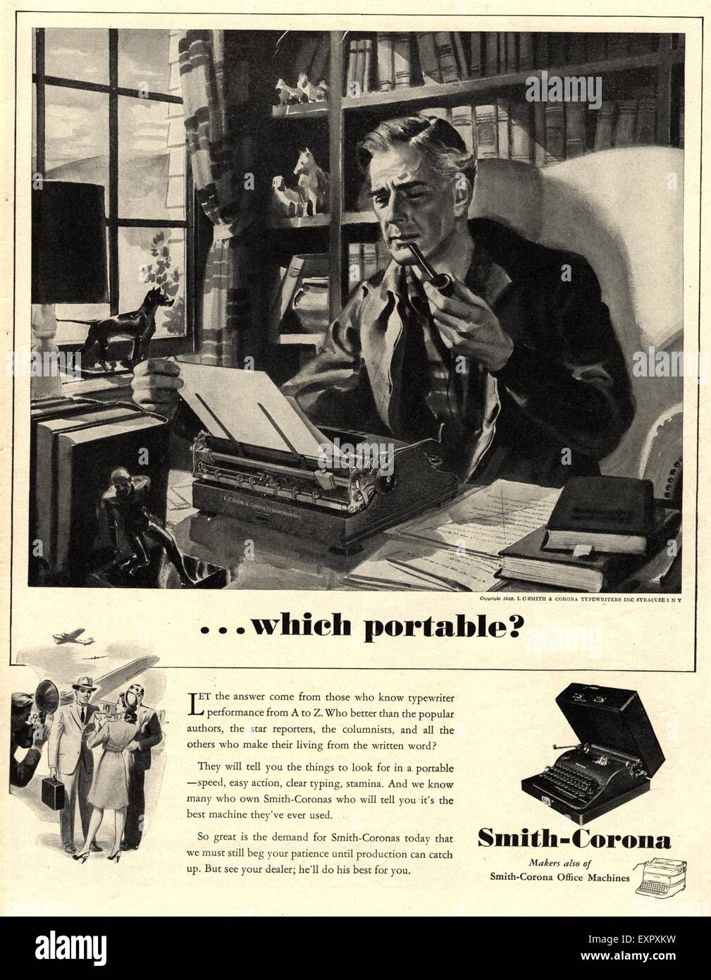 1940s USA Smith Corona Magazine Advert Stock Photo