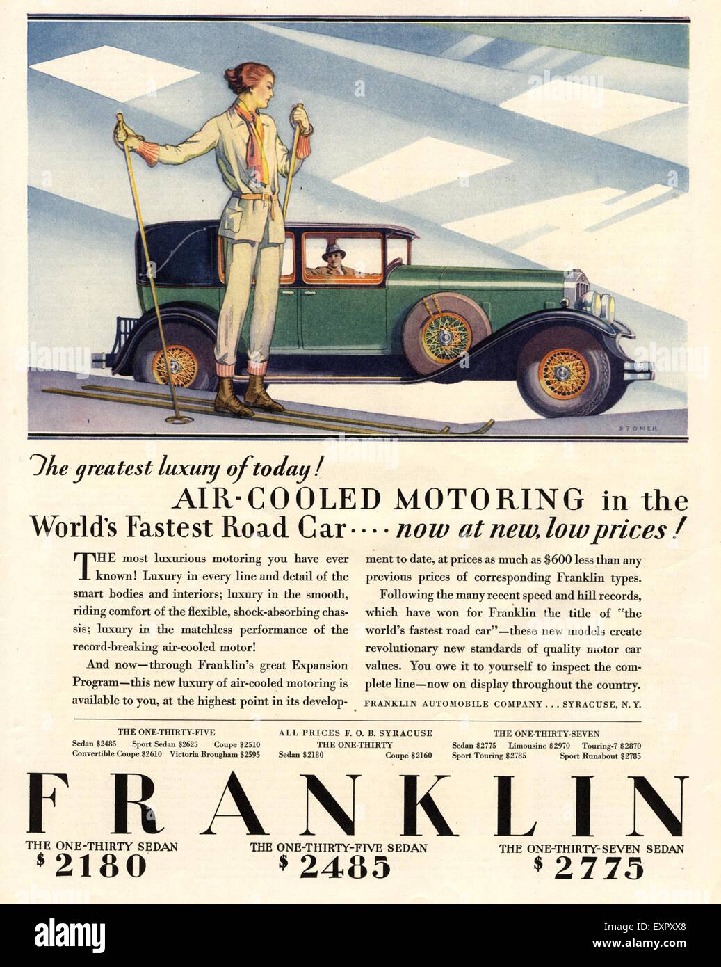 1920s USA Franklin Cars Magazine Advert Stock Photo Alamy