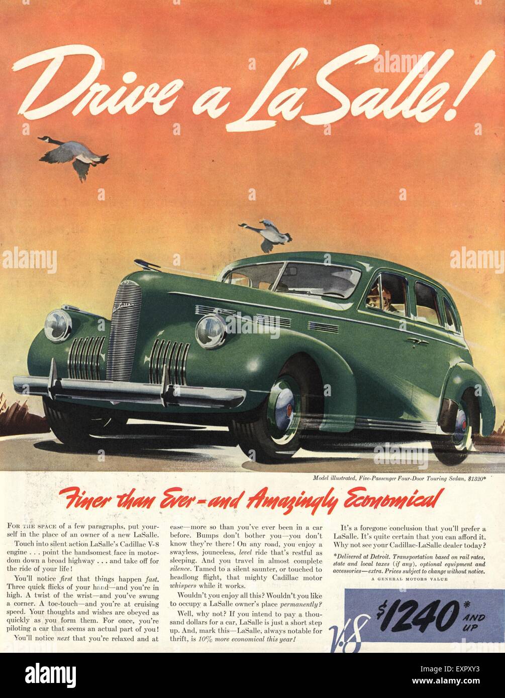 1940s USA Cadillac Magazine Advert Stock Photo