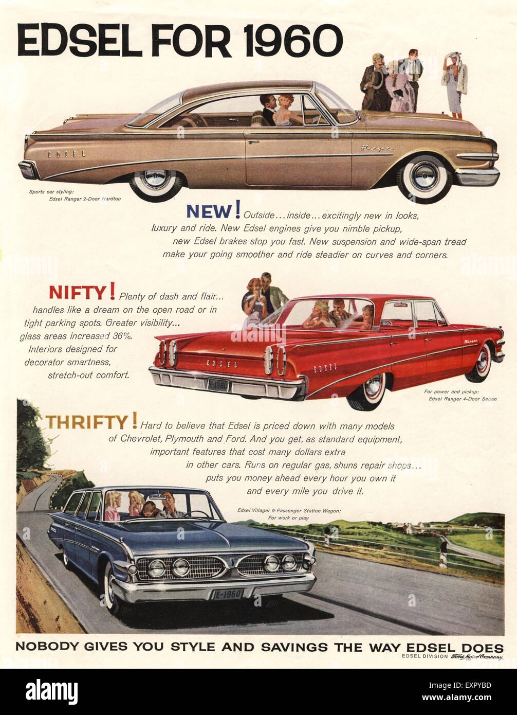 1960s USA Edsel Cars Magazine Advert Stock Photo