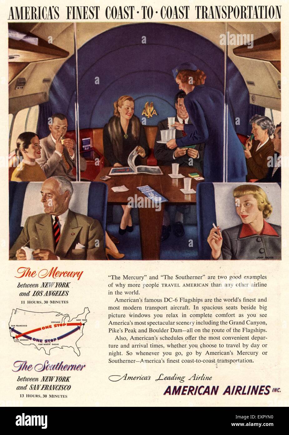 1940s USA Airlines Magazine Advert Stock Photo