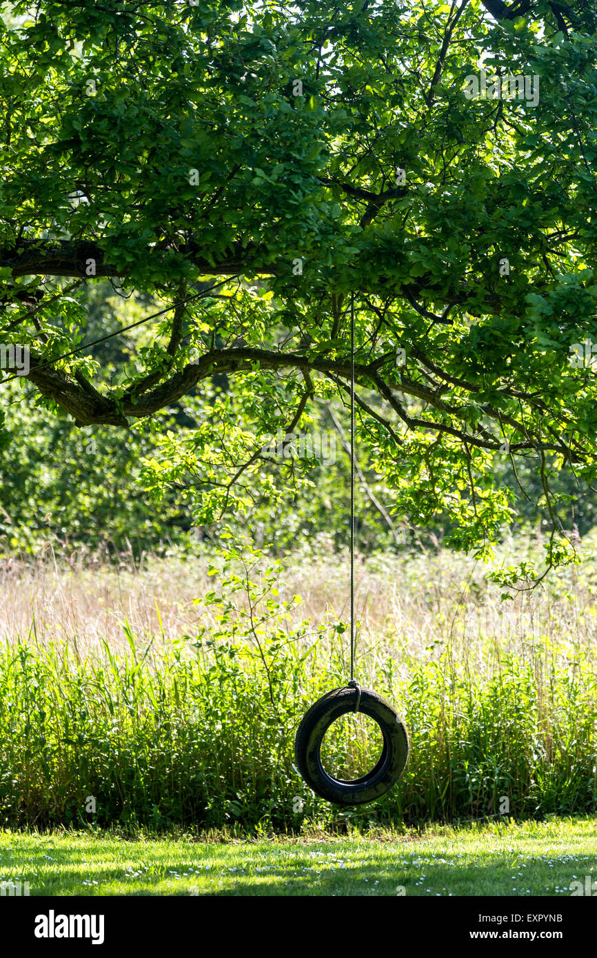 Children's garden swing. Norfolk broads England UK Stock Photo