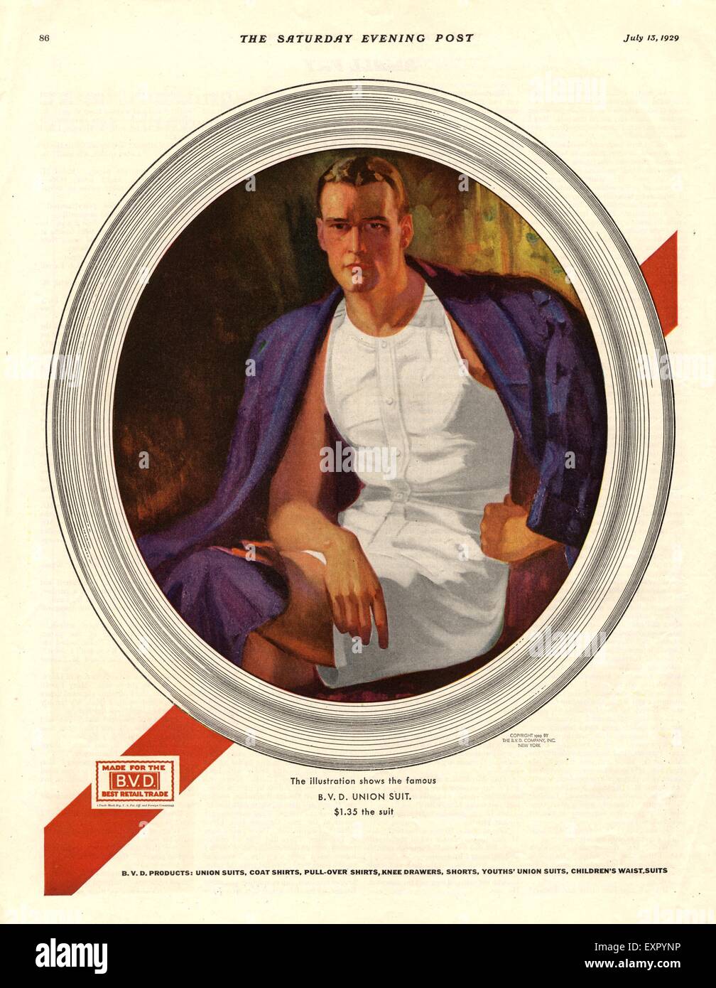 1920s USA B.V.D. Underwear Magazine Advert Stock Photo - Alamy