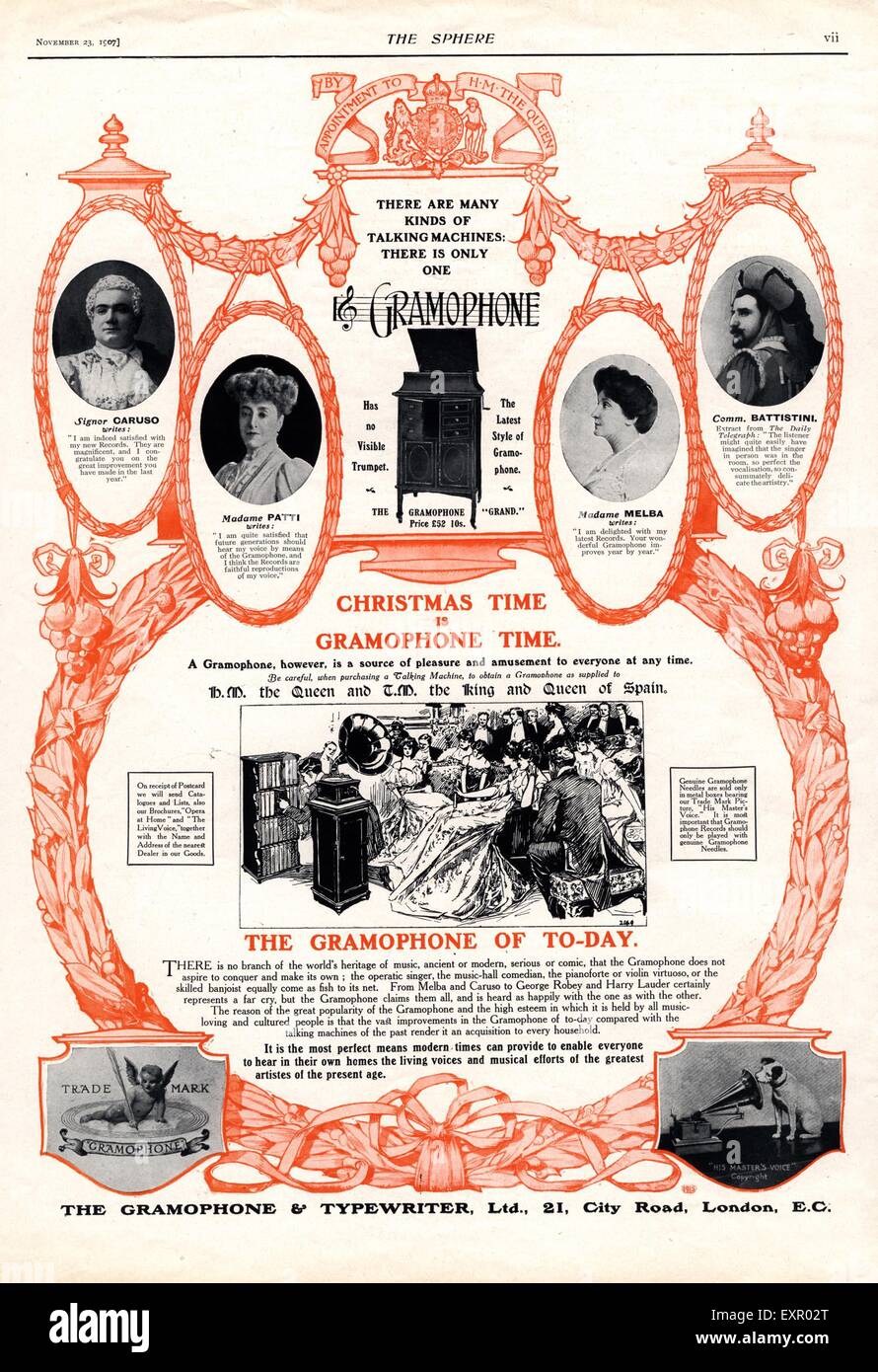 1910s UK HMV RCA VICTOR Magazine Advert Stock Photo