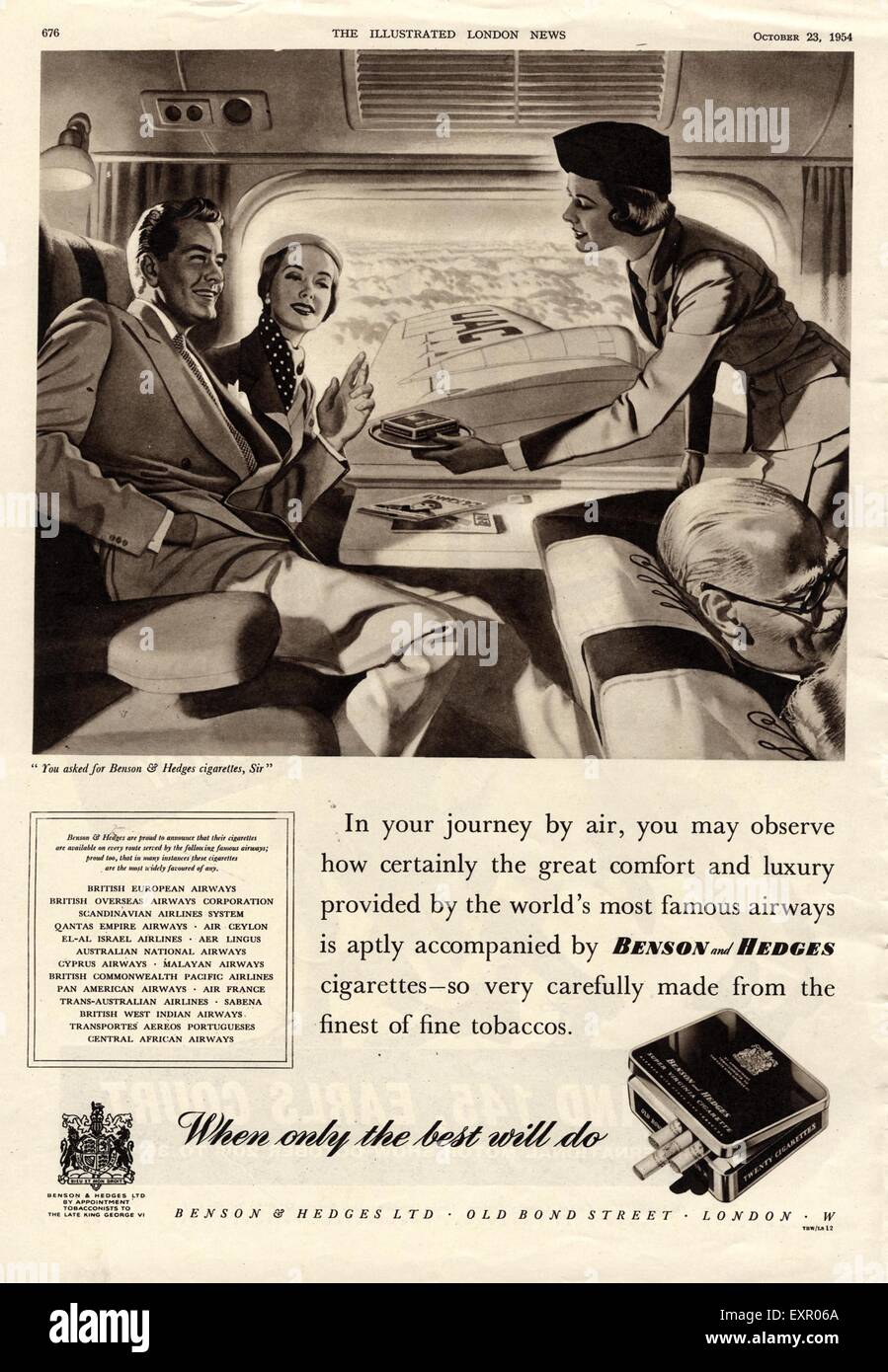 1950s UK Benson and Hedges Magazine Advert Stock Photo Alamy