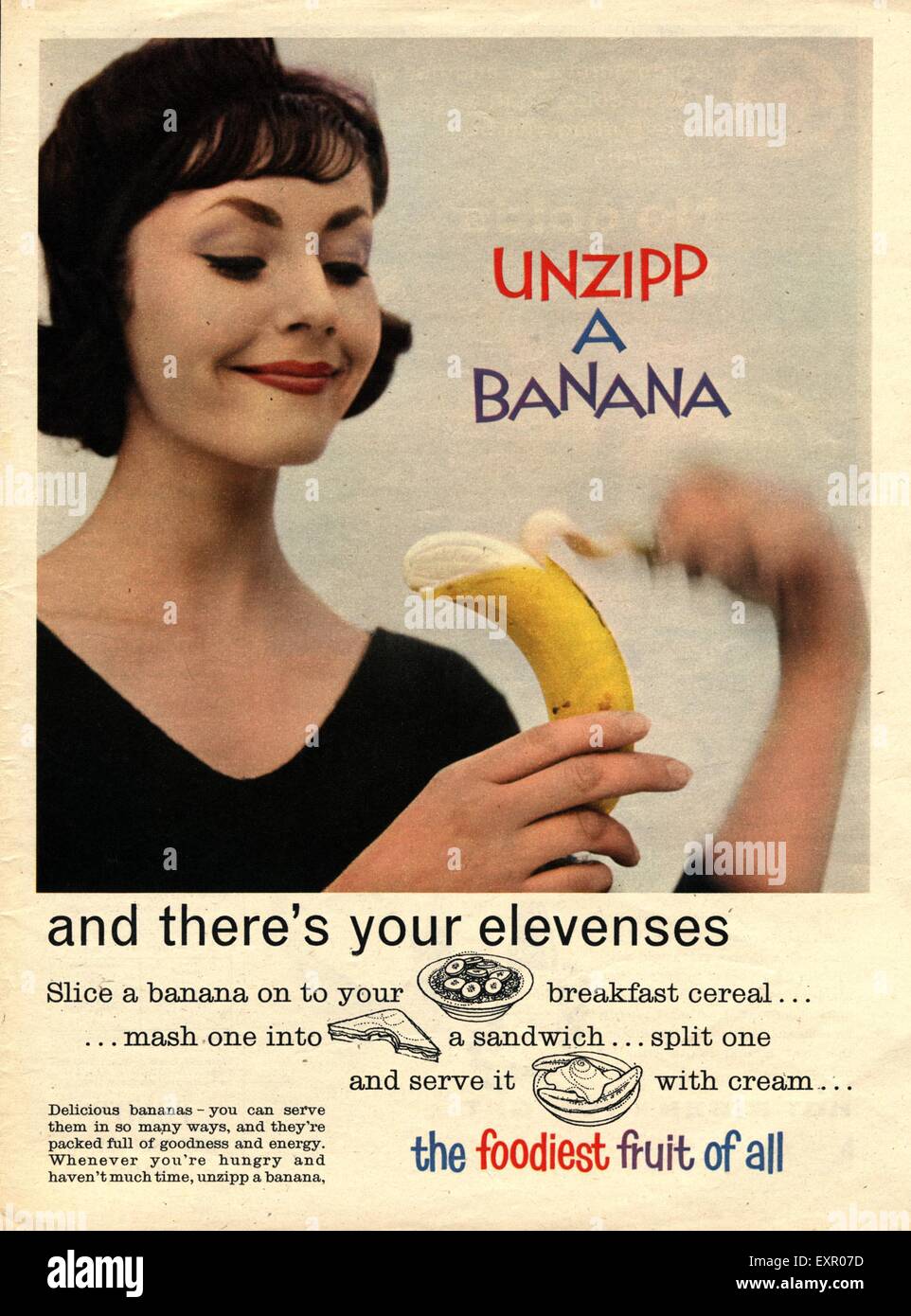 1960s UK Bananas Magazine Advert Stock Photo Alamy