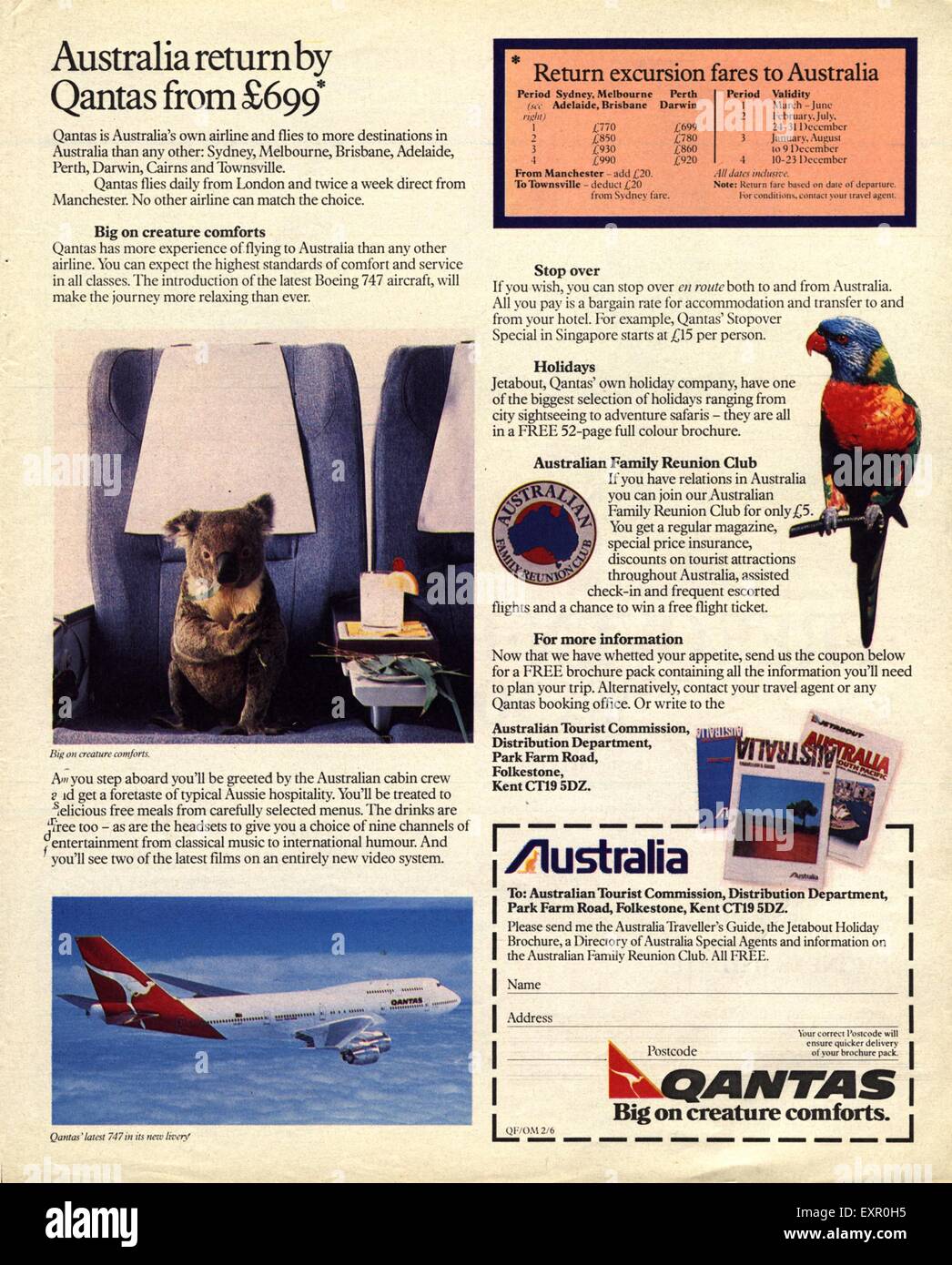 1980s Uk Qantas Magazine Advert Stock Photo 85327905 Alamy