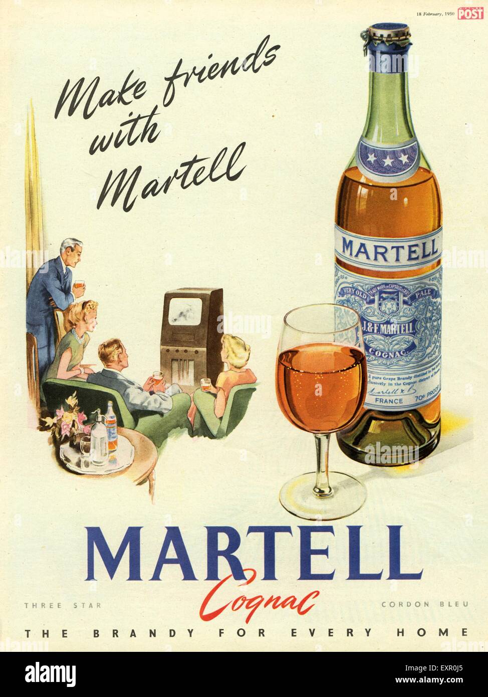 1950s UK Martell Cognac Magazine Advert Stock Photo
