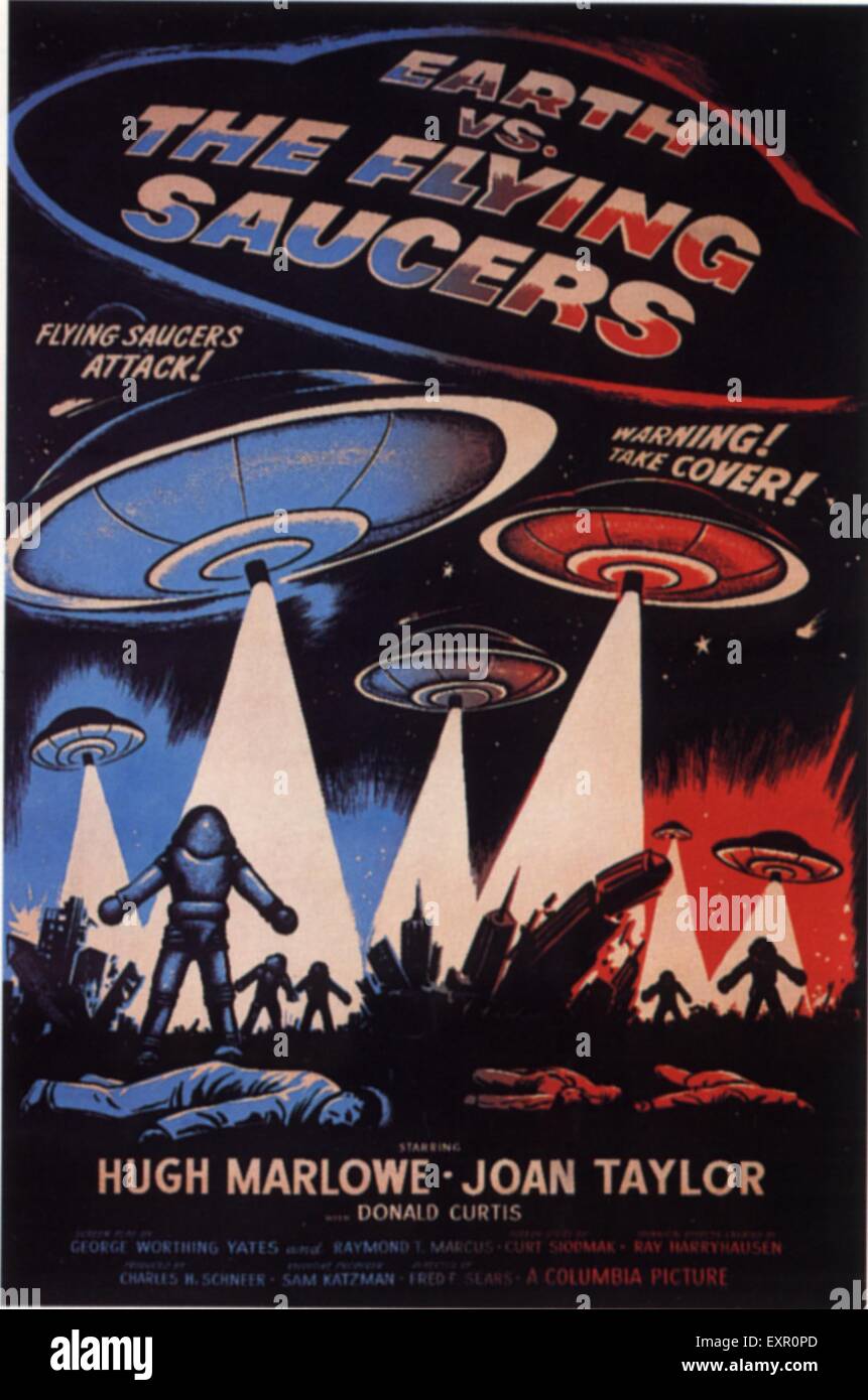 1950s USA Earth Vs The Flying Saucers Film Poster Stock Photo Alamy