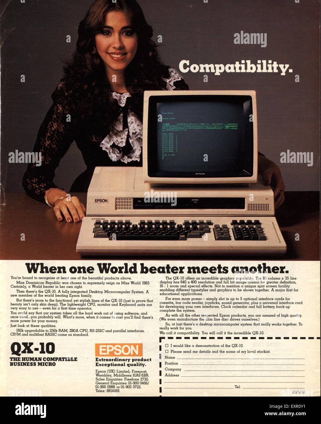 1980s UK Epson Computer Magazine Advert Stock Photo