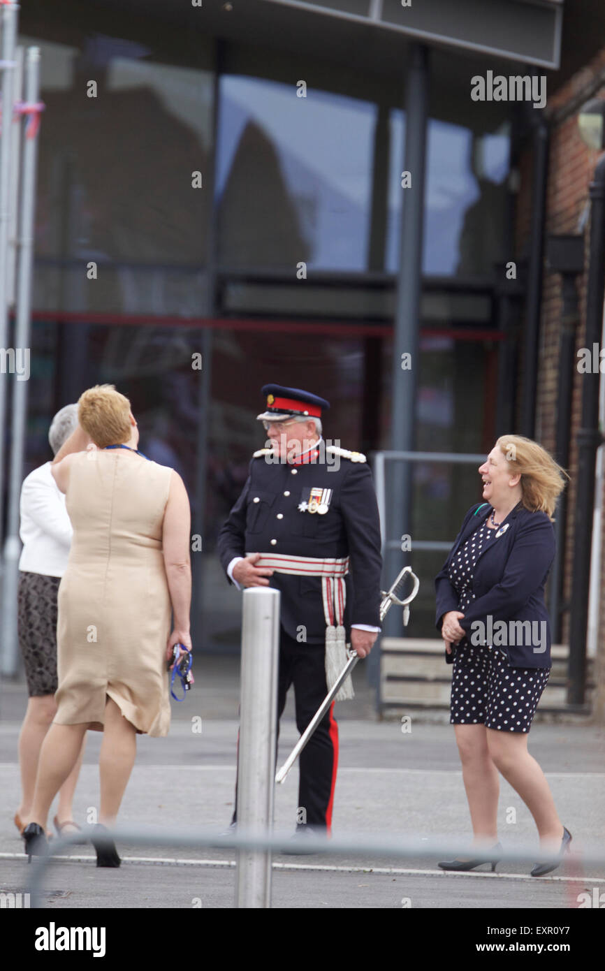 London, UK. 16th July, 2015. The Queen and the Duke of York visits Barking and Dagenham as part of the borough's 50th anniversary celebrations. Credit: Danny Charlette/Alamy Live News Stock Photo