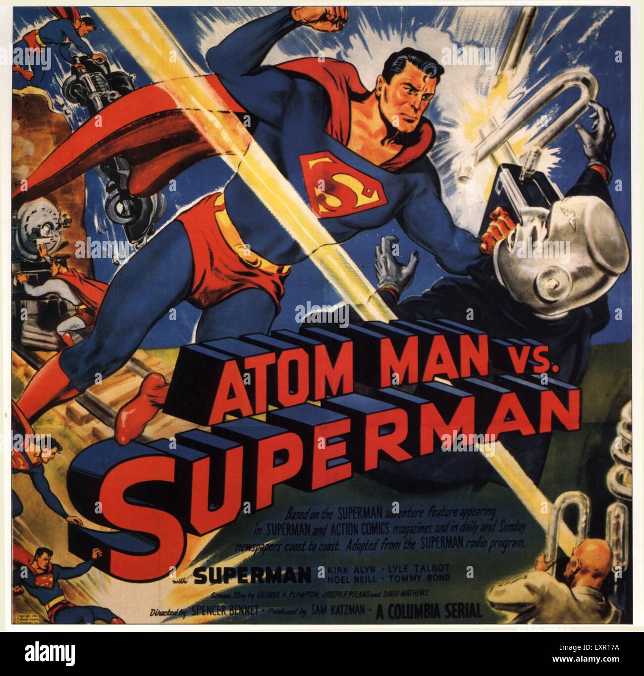 1950s USA Atom Man Vs. Spiderman Film Poster Stock Photo