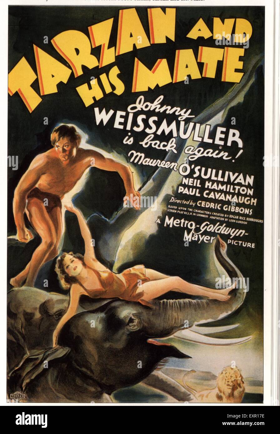 1930s USA Tarzan And His Mate Film Poster Stock Photo