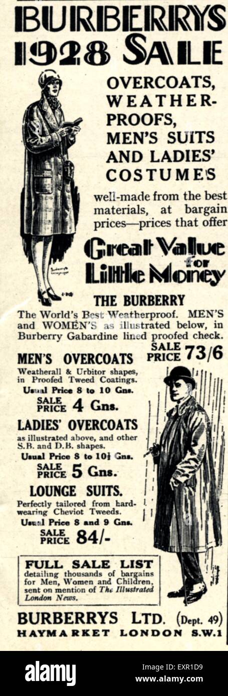1920s UK Burberry Magazine Advert Stock Photo - Alamy