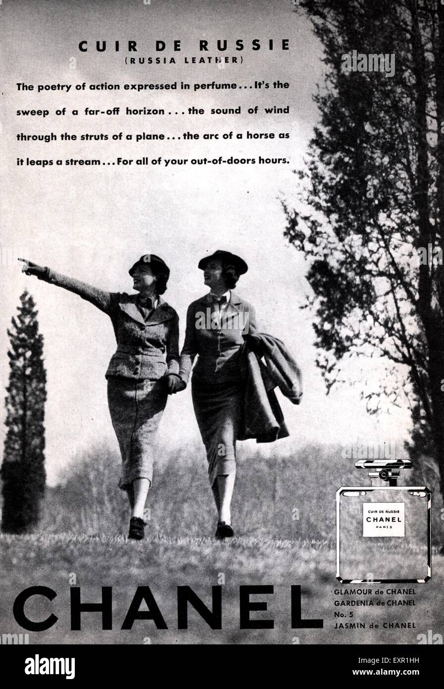 1940s UK Chanel Cuir De Russie Magazine Advert Stock Photo - Alamy