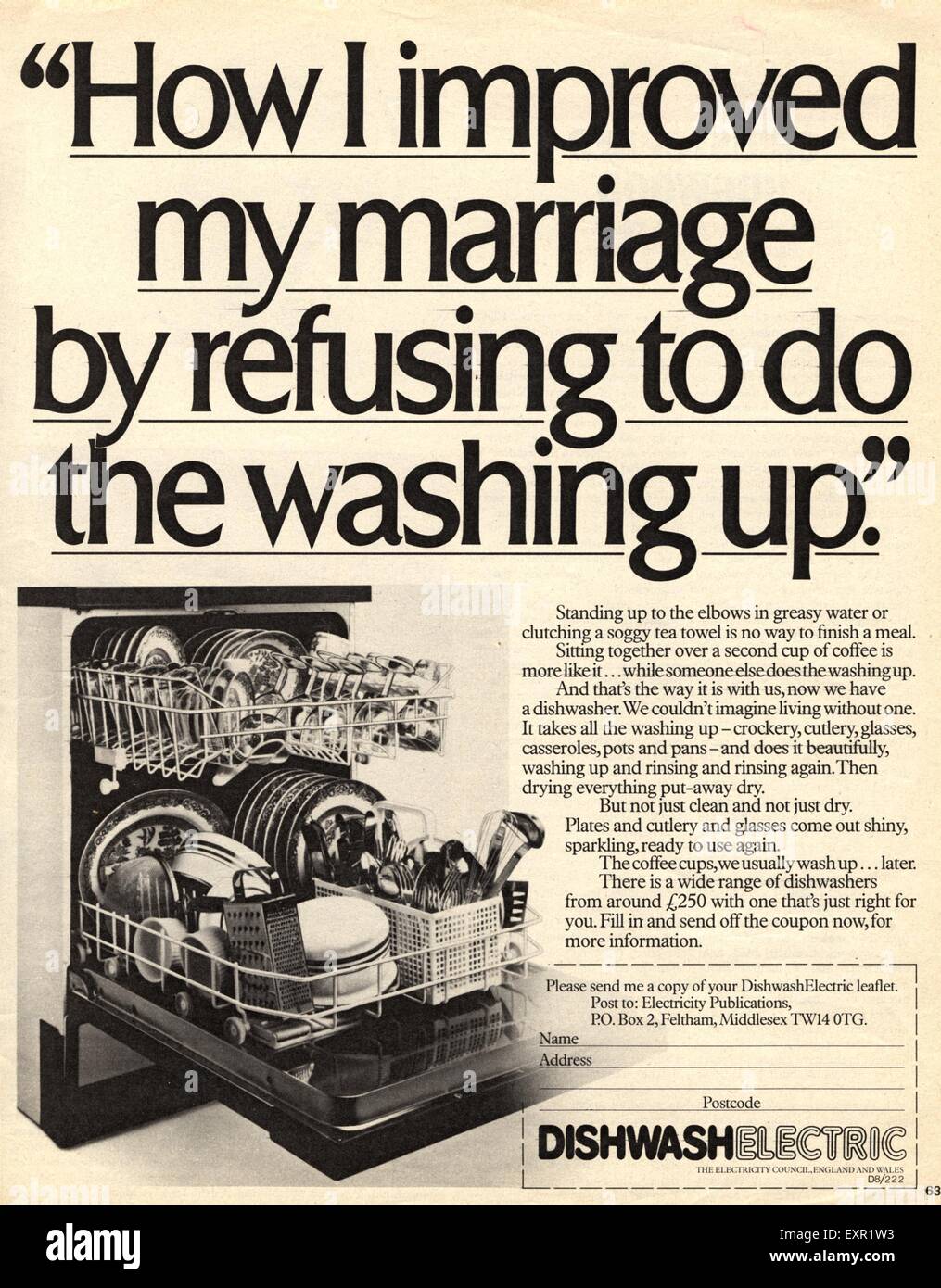 1980s UK Dishwashers Magazine Advert Stock Photo Alamy