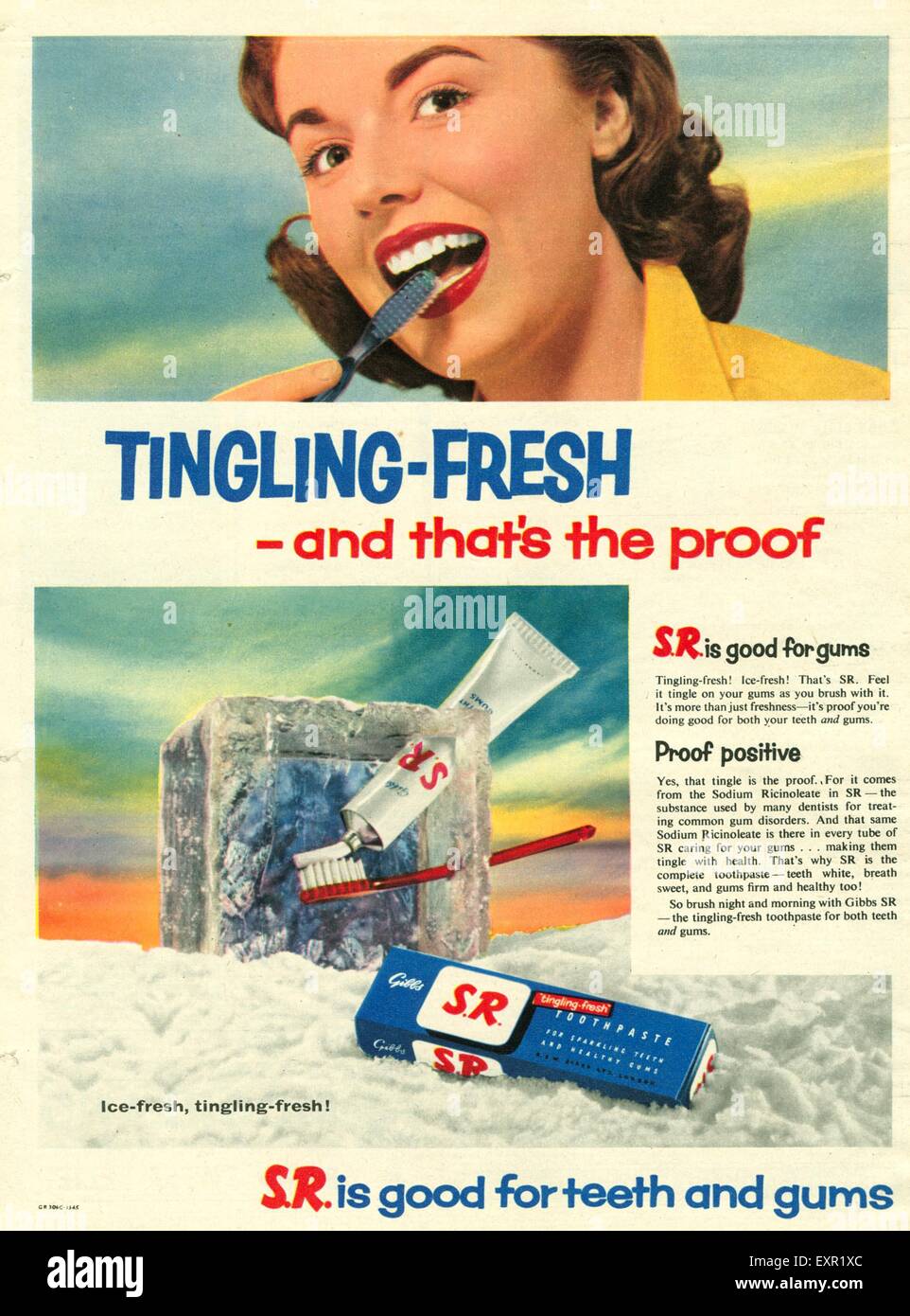 1950s UK Gibbs SR Magazine Advert Stock Photo