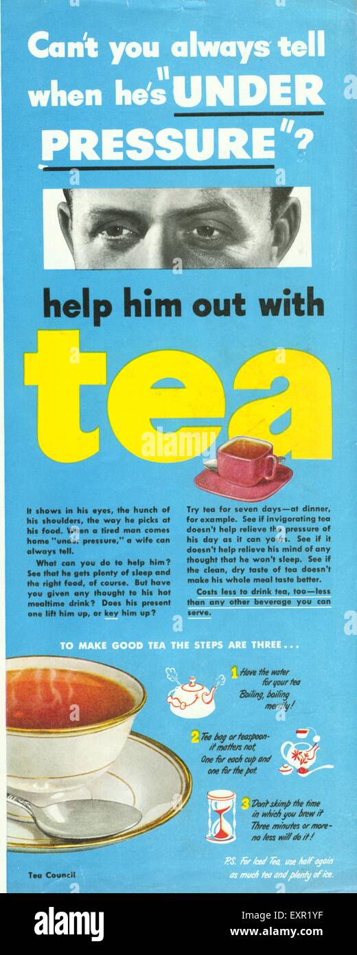 1950s USA Tea Magazine Advert Stock Photo Alamy