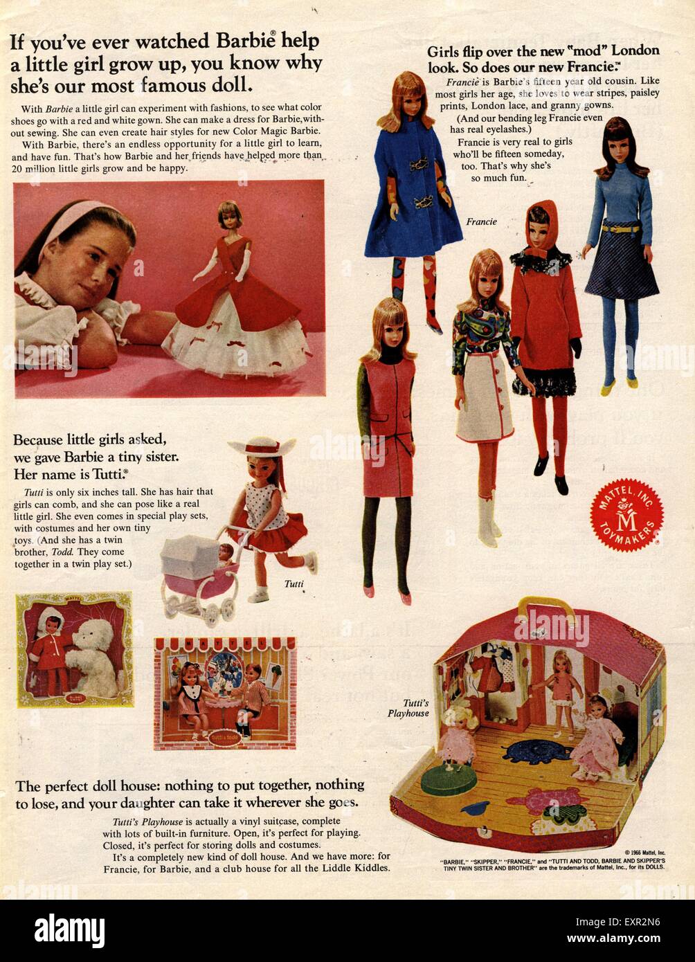 1960s USA Mattel Barbie Doll Magazine Advert Stock Photo