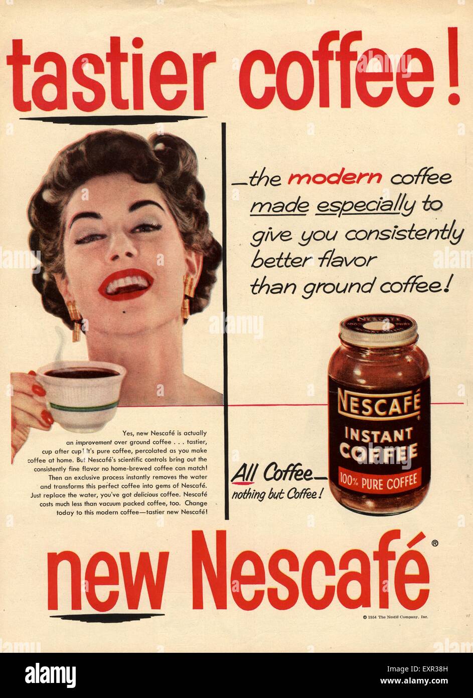 1950s USA Nescafe Magazine Advert Stock Photo