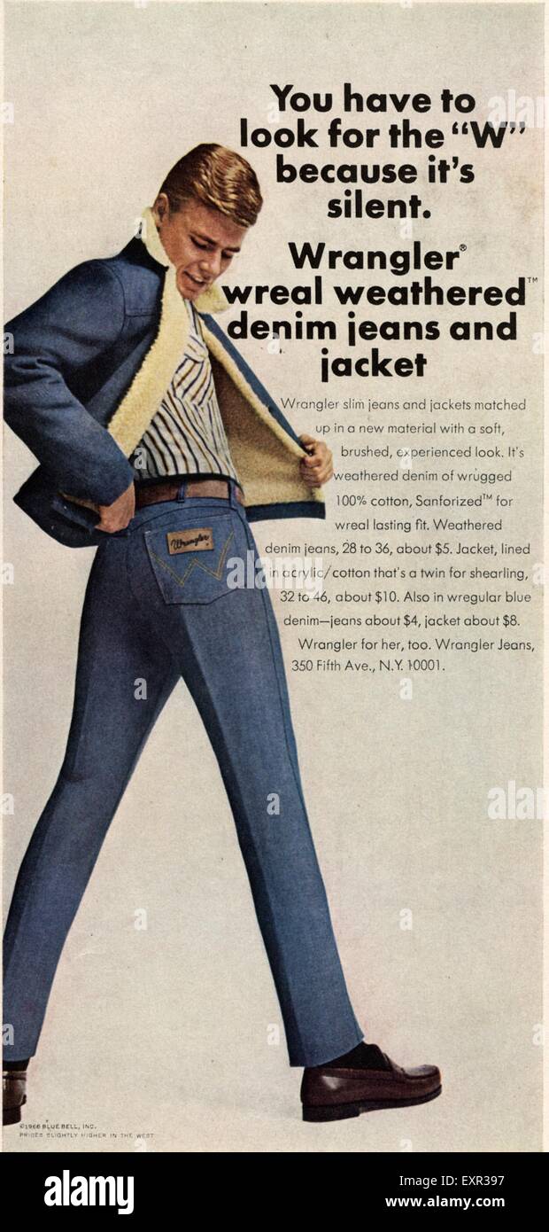 1960s USA Wrangler Magazine Advert Stock Photo - Alamy