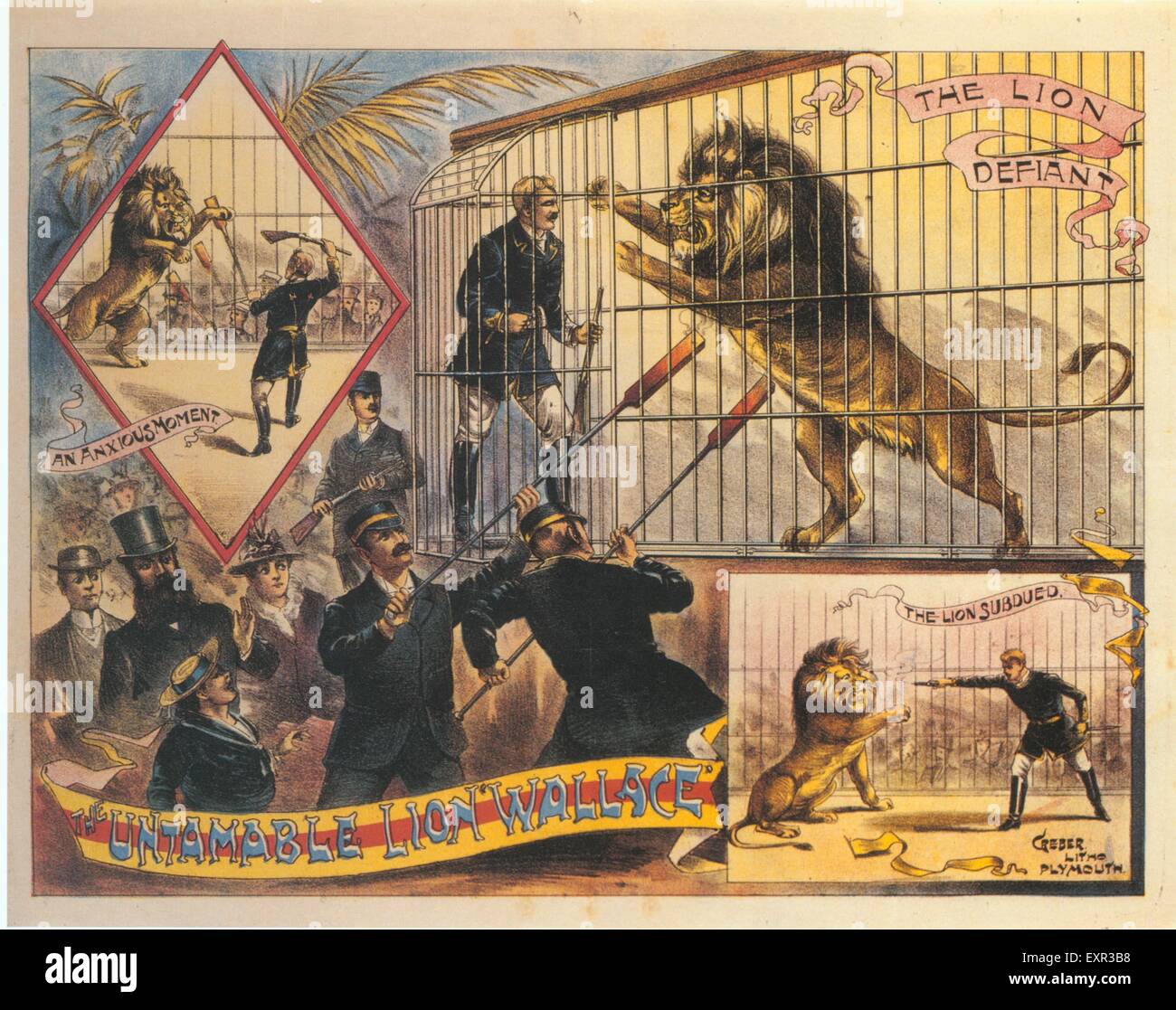 1880s UK Lion Tamers Poster Stock Photo