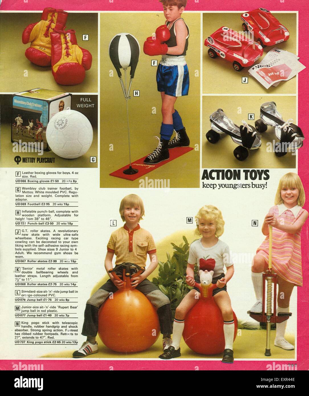1970s UK Space Hoppers Catalogue/ Brochure Plate Stock Photo
