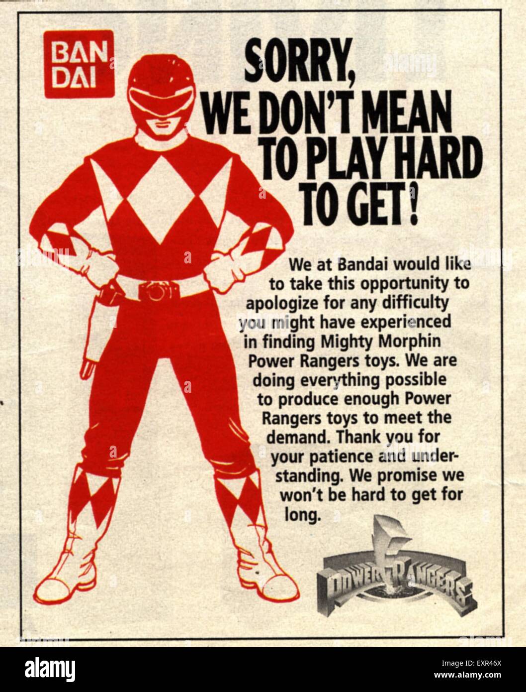 1990s UK Power Rangers Magazine Advert Stock Photo