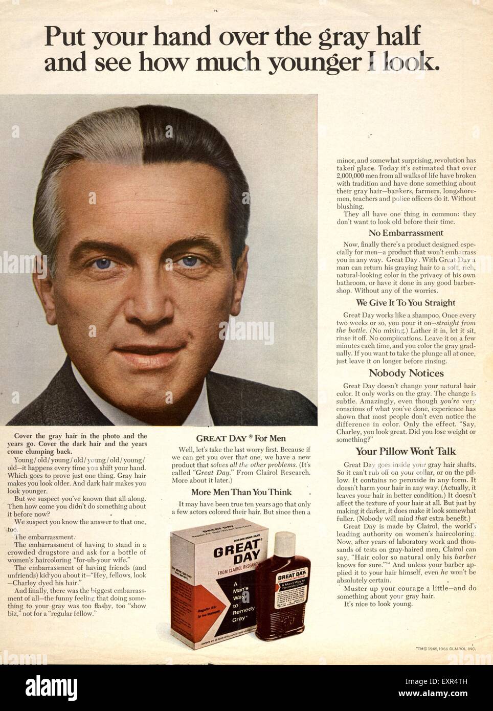 1970s USA Men's Grey Hair Dye Magazine Advert Stock Photo - Alamy