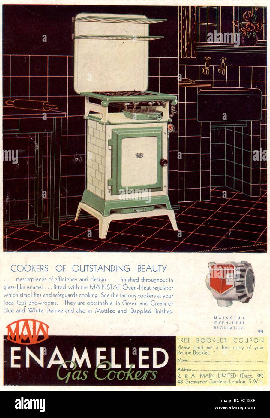 1930s UK Enamelled Gas Cookers Magazine Advert Stock Photo Alamy