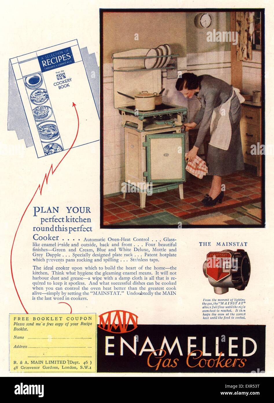 1930s UK Enamelled Gas Cookers Magazine Advert Stock Photo Alamy
