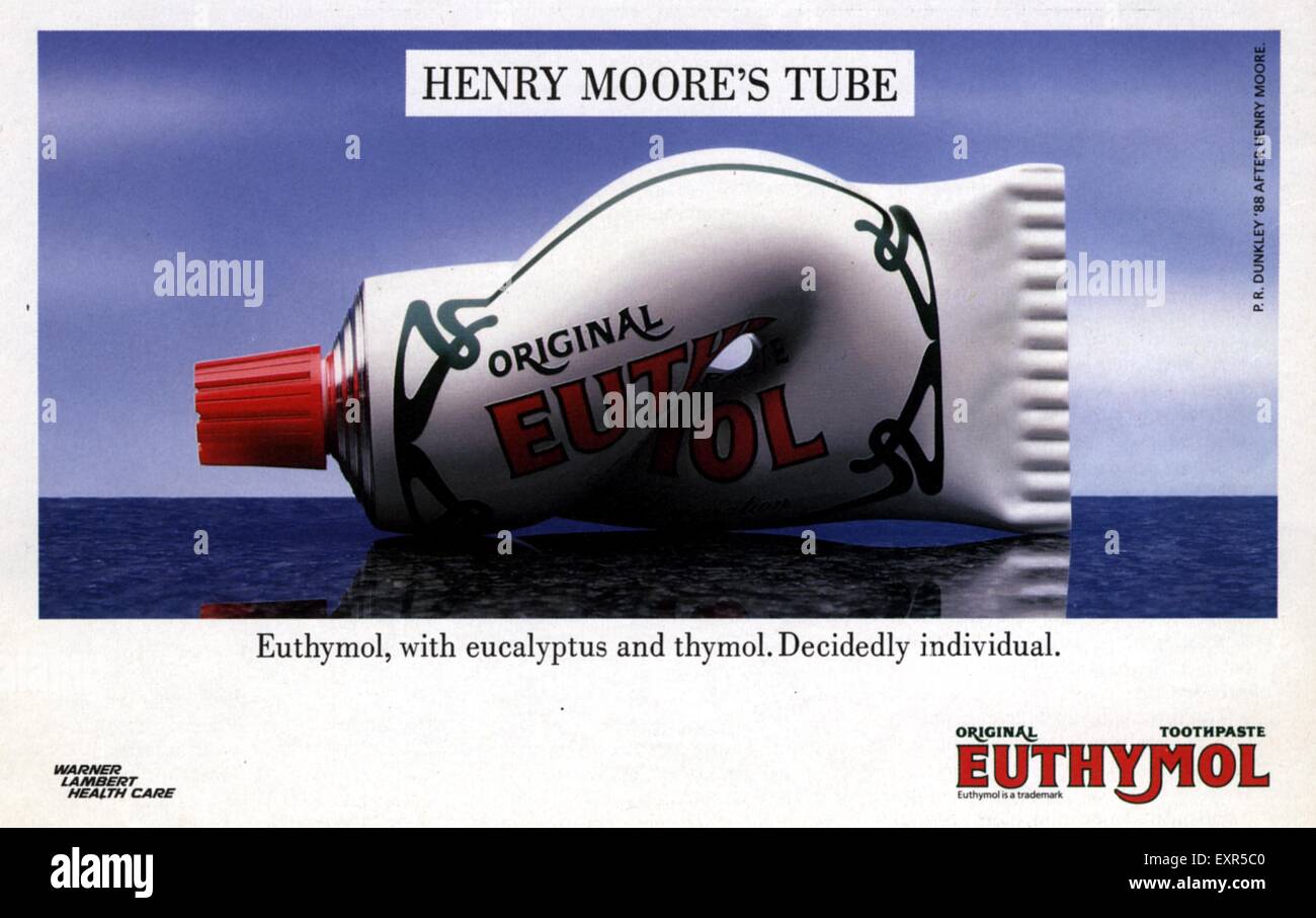 1990s UK Euthymol Toothpaste Magazine Advert Stock Photo Alamy