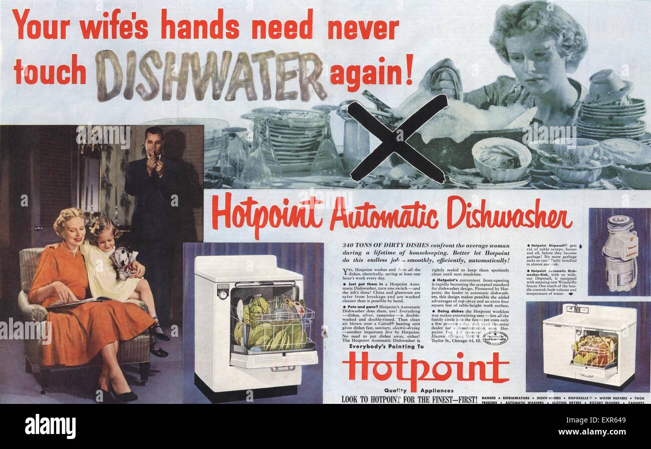 1950s USA Hotpoint Magazine Advert Stock Photo - Alamy