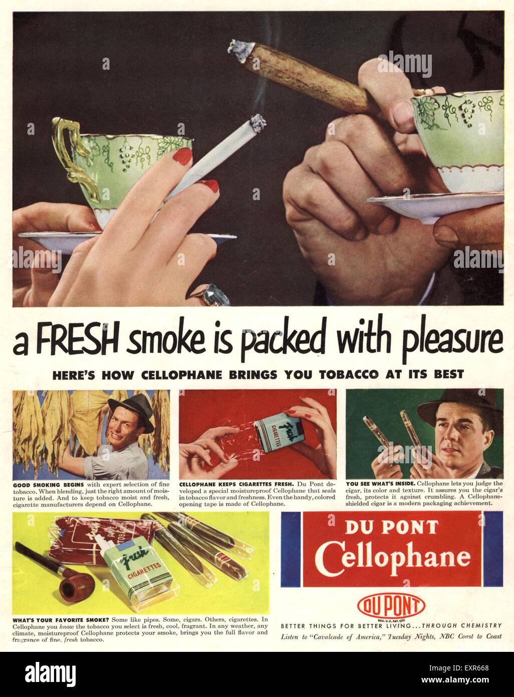 1950s USA Cellophane by DuPont Magazine Advert Stock Photo Alamy
