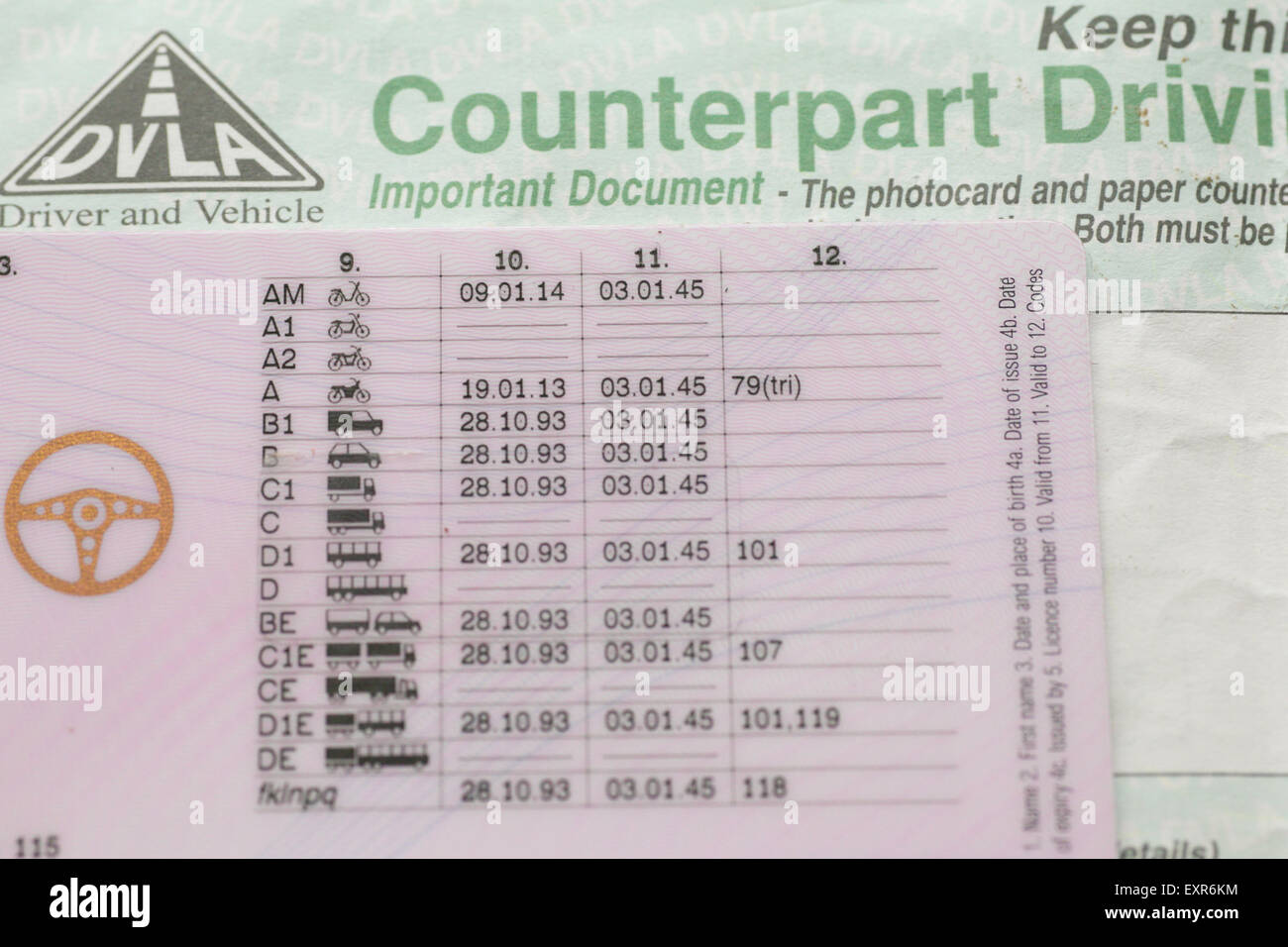 Walsall, UK 16 June 2015 UK Driving Licence, DVLA change hire laws following scrapping of