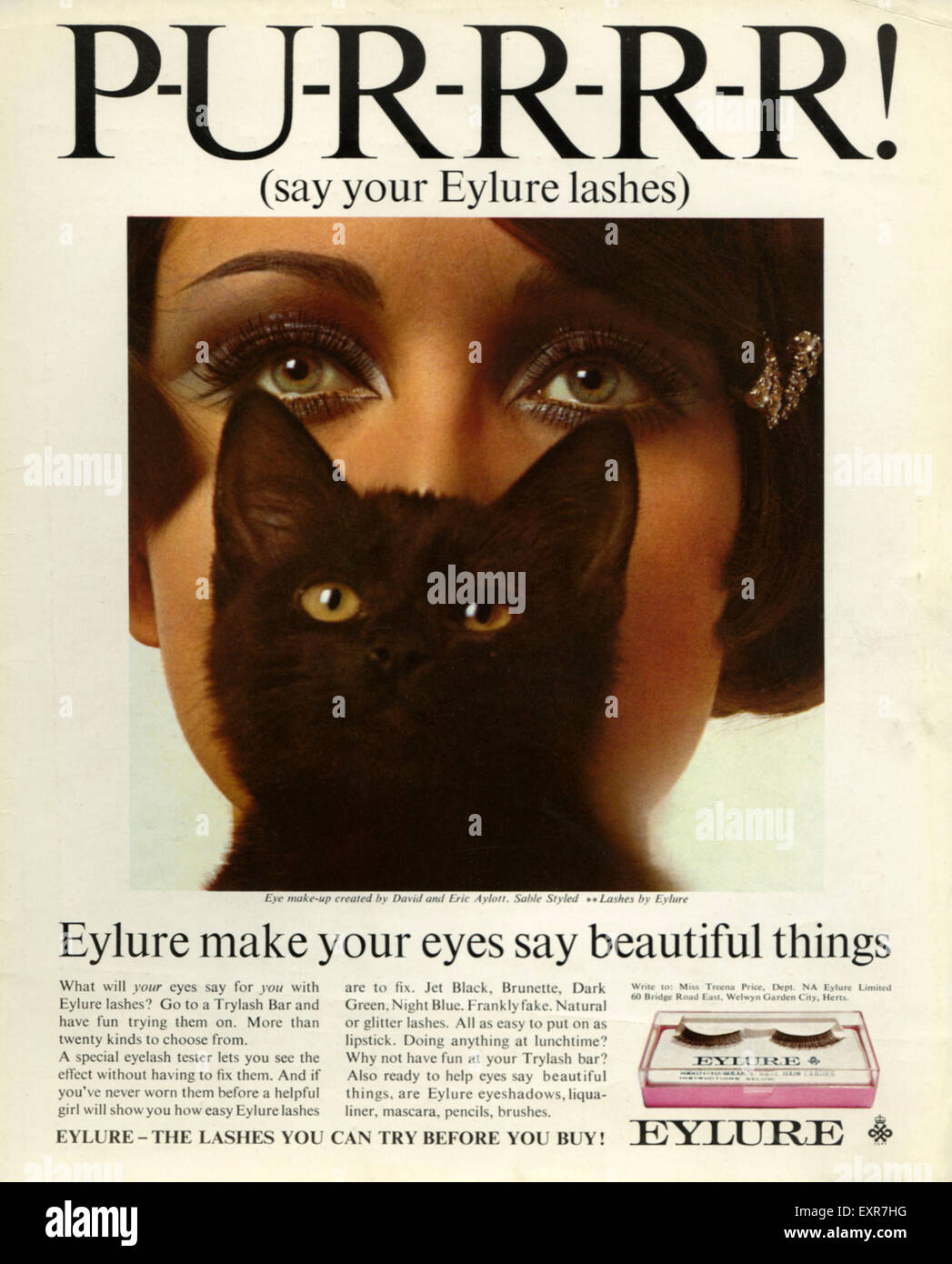 1960s UK Eylure Magazine Advert Stock Photo