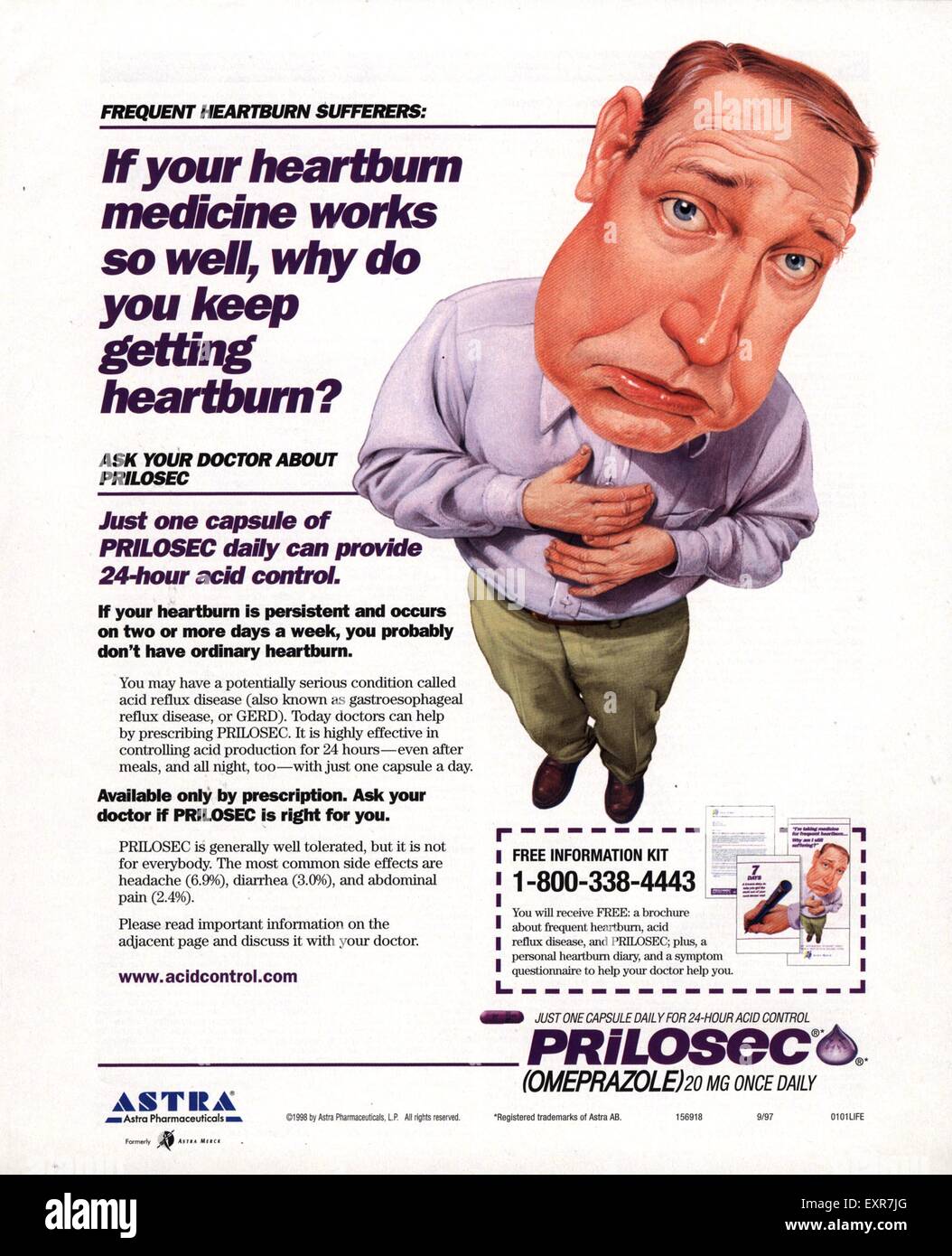 1990s USA Prilosec Magazine Advert Stock Photo