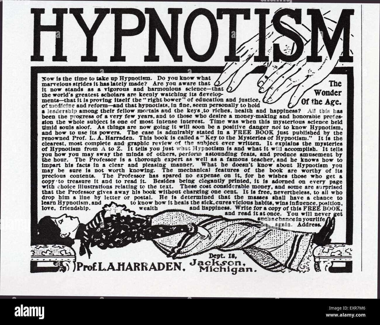 1890s USA Hypnotism Magazine Advert Stock Photo