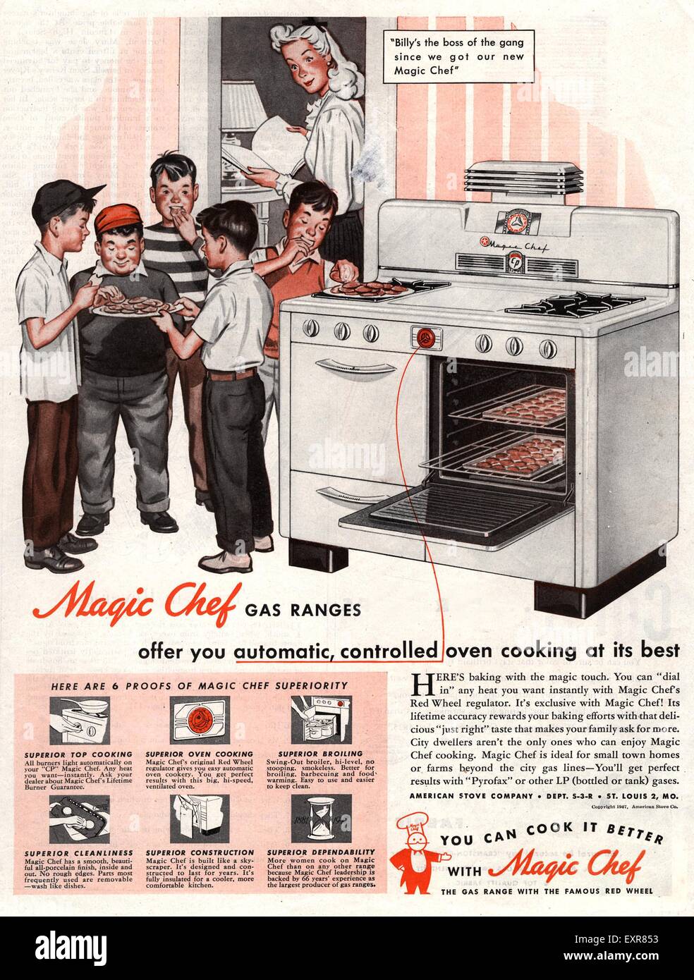1940s USA Magic Chef Magazine Advert Stock Photo - Alamy