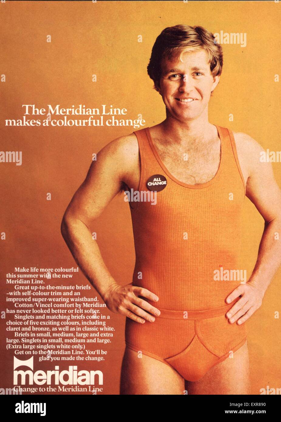 1970s UK Meridian Men's Underwear Magazine Advert Stock Photo - Alamy