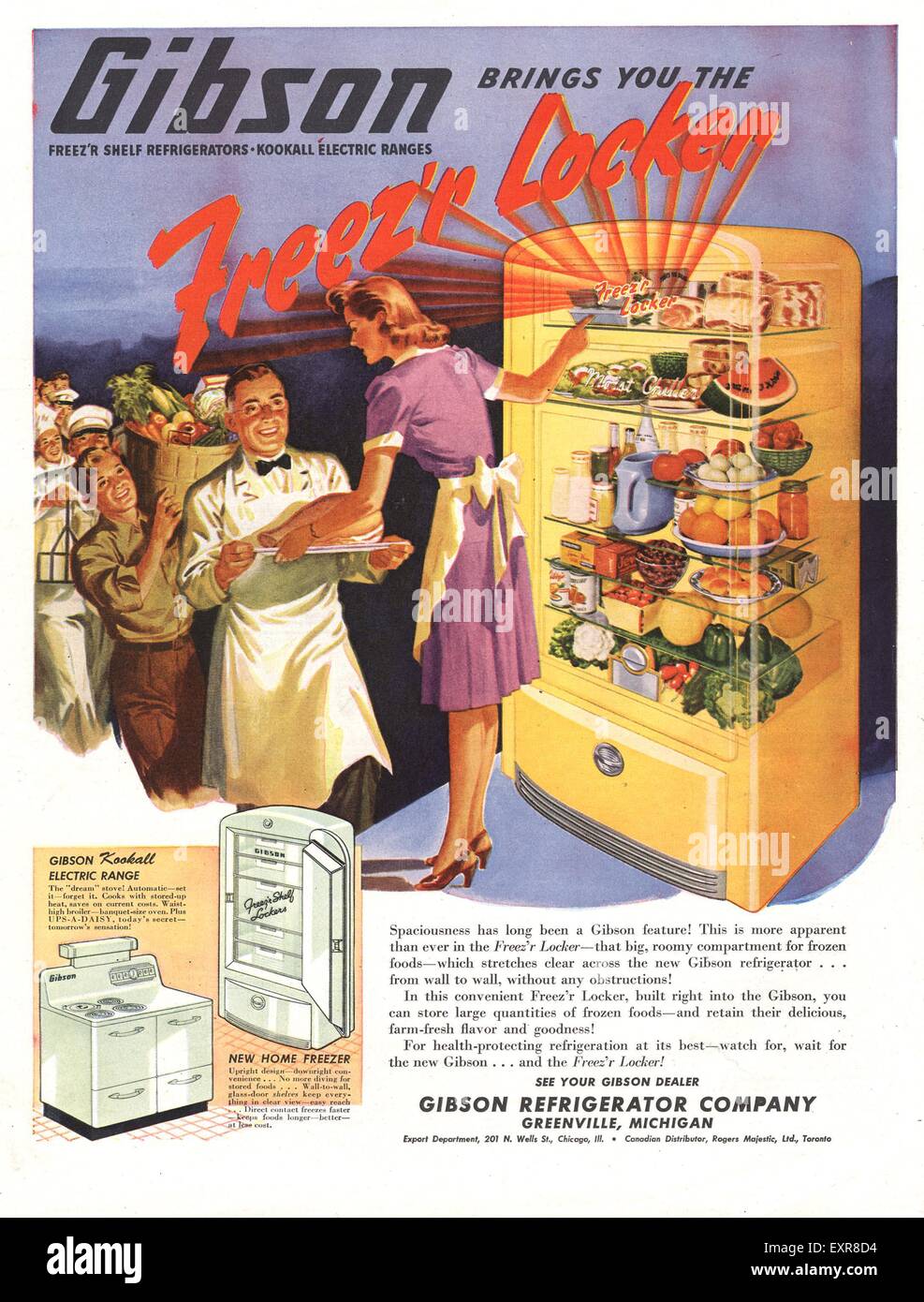 1940s USA Gibson Fridges Magazine Advert Stock Photo Alamy