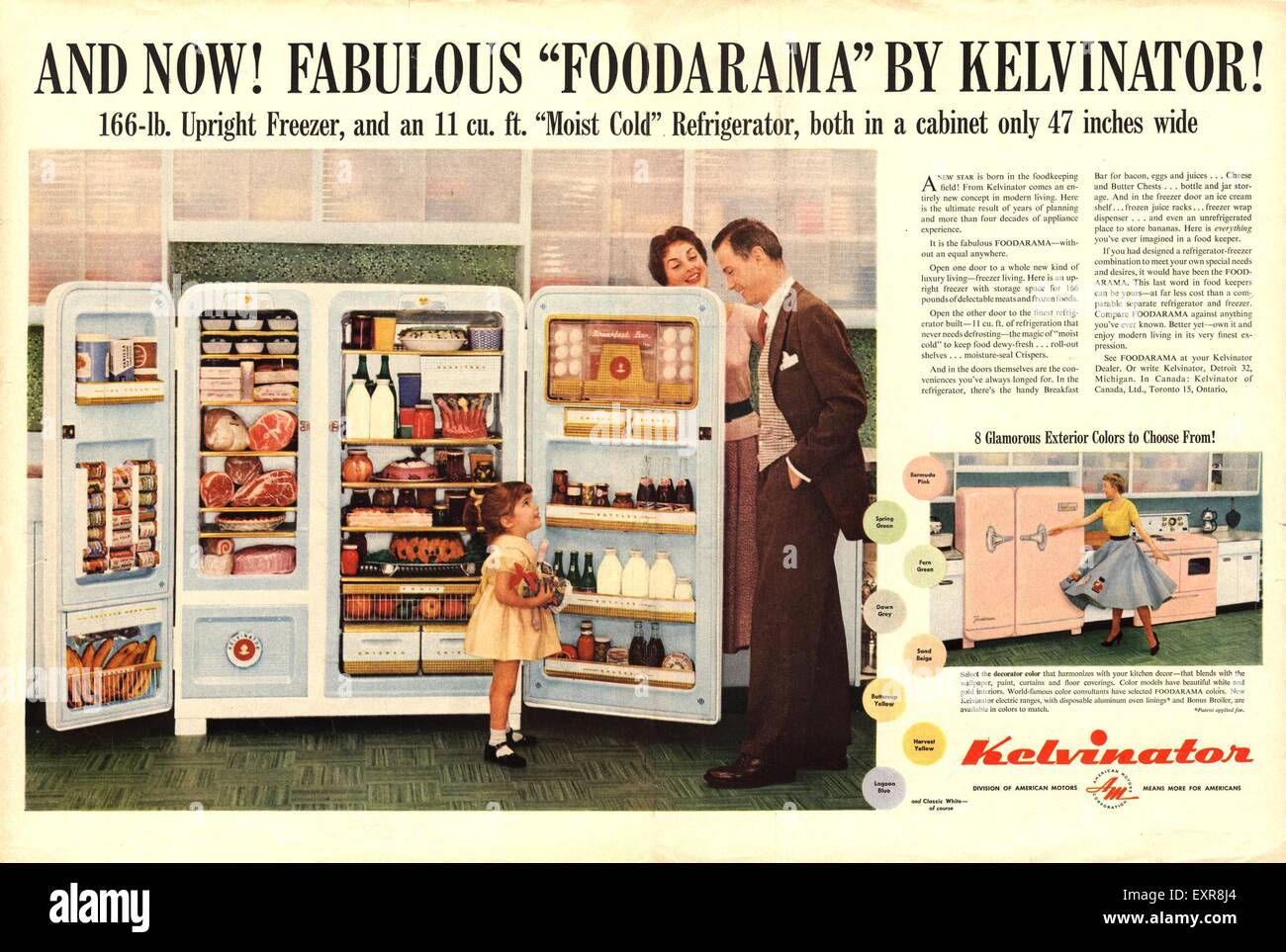 1950s USA Kelvinator Fridges Magazine Advert Stock Photo Alamy