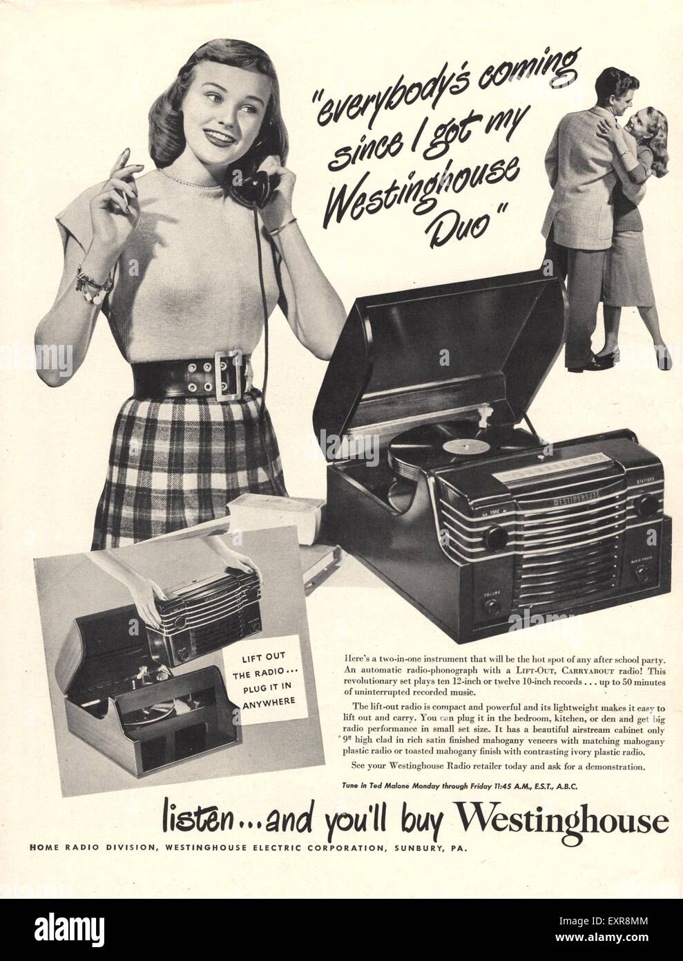 1940s USA Westinghouse Magazine Advert Stock Photo